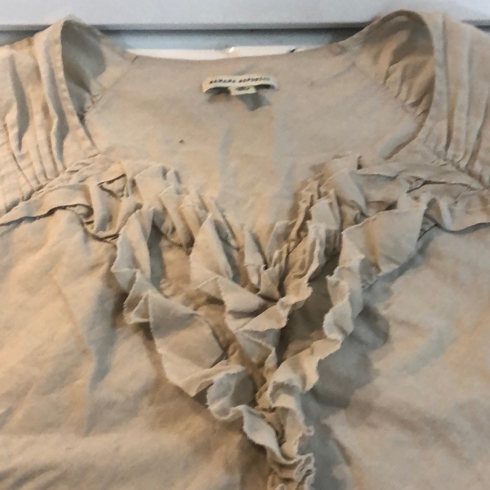 Layered linen taupe tank with neck detail